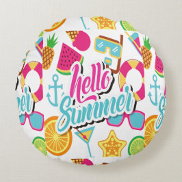 Cartoon Fruits Rond Kussen