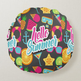 Cartoon Fruits Rond Kussen