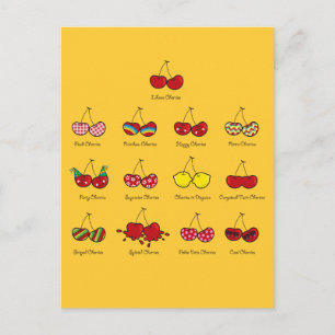 Cartoon Fun Comic Funny Cheeky Red Cherry Briefkaart