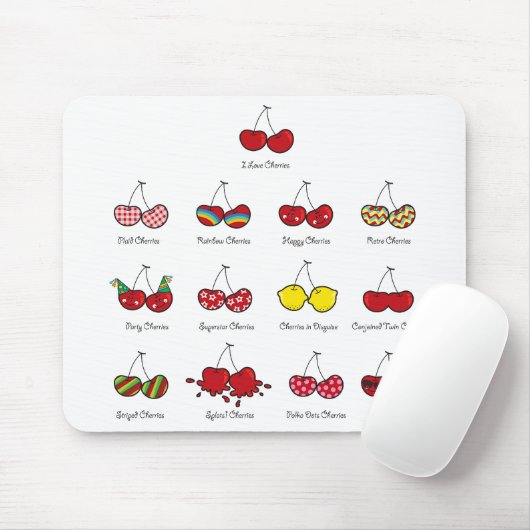 Cartoon Fun Comic Funny Cheeky Red Cherry Muismat (Met muis)