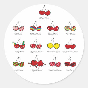Cartoon Fun Comic Funny Cheeky Red Cherry Ronde Sticker