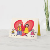 Cartoon Fun Happy Family Love Heart Valentijn Feestdagen Kaart (Voorkant)