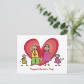 Cartoon Fun Happy Family Love Heart Valentijn Feestdagenkaart (Staand voorkant)
