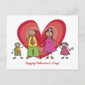 Cartoon Fun Happy Family Love Heart Valentijn Feestdagenkaart (Voorkant)