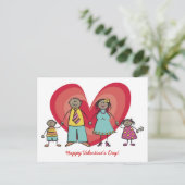 Cartoon Fun Happy Family Love Heart Valentijn Feestdagenkaart (Staand voorkant)