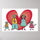 Cartoon Fun Happy Family Love Heart Valentijn Poster (Voorkant)