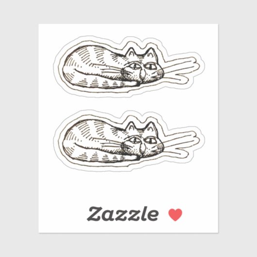 Cartoon Funny Cat Doodle Custom-cut Vinyl Stickers (Vel)
