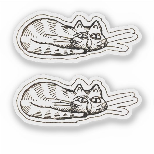 Cartoon Funny Cat Doodle Custom-cut Vinyl Stickers (Voorkant)