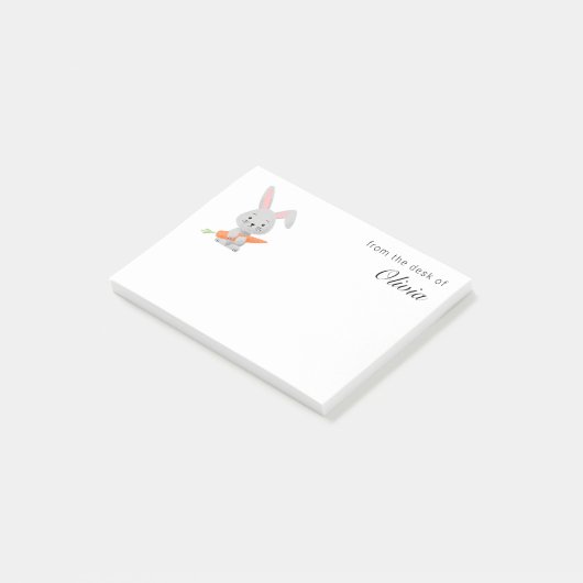 Cartoon Funny Cute Bunny Rabbit Carrot Post-it® Notes (Schuin)