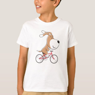 Cartoon Funny Cute Dog Puppy Biking Bicycle Boy T-shirt