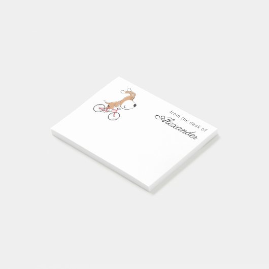 Cartoon Funny Cute Dog Puppy Biking Bicycle Post-it® Notes (Schuin)