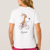 Cartoon Funny Cute Dog Puppy Biking Bicycle T-shirt (Achterkant)