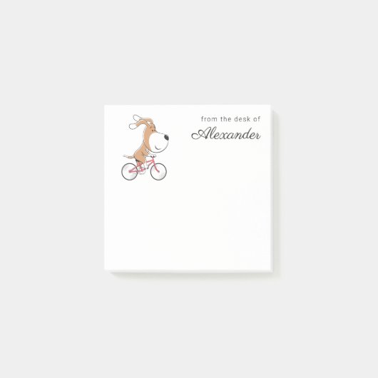 Cartoon Funny Cute Dog Puppy Riding Bicycle Post-it® Notes (Voorkant)