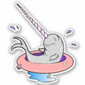 Cartoon Funny Cute Kawaii Narwhal Splashing Sticker (Voorkant)
