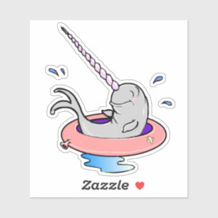 Cartoon Funny Cute Kawaii Narwhal Splashing Sticker