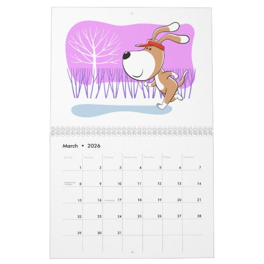 Cartoon Funny Cute Puppy Dog Lover 2026 Calendar Kalender (Mar 2026)