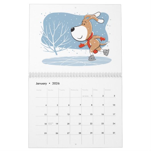 Cartoon Funny Cute Puppy Dog Lover 2026 Calendar Kalender (Jan 2026)