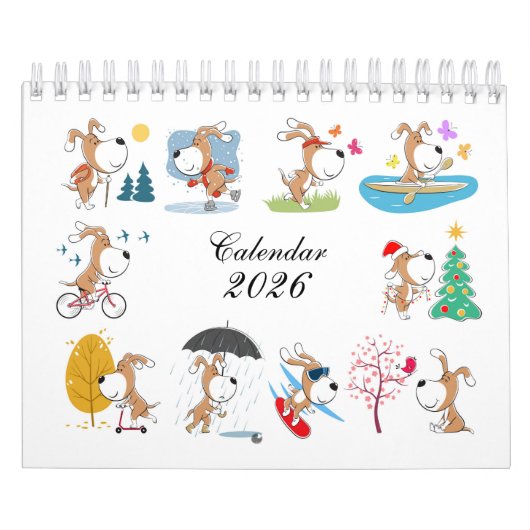 Cartoon Funny Cute Puppy Dog Lover 2026 Calendar Kalender (Hoes)
