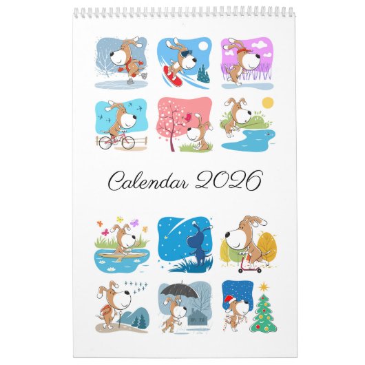 Cartoon Funny Cute Puppy Dog Lover 2026 Kalender (Hoes)
