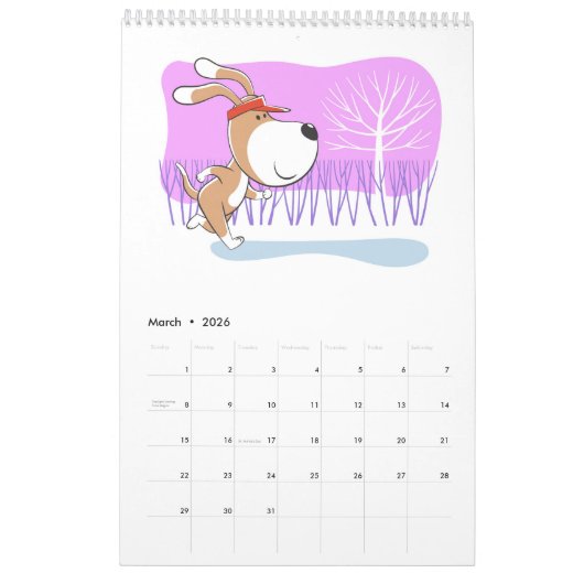 Cartoon Funny Cute Puppy Dog Lover 2026 Kalender (Mar 2026)