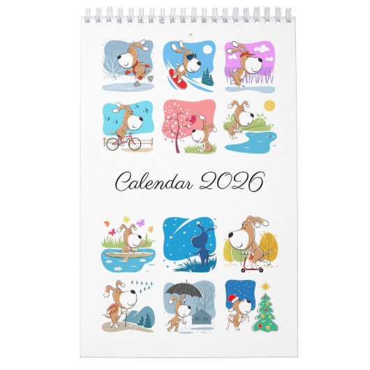 Cartoon Funny Cute Puppy Dog Lover 2026 Kalender (Hoes)