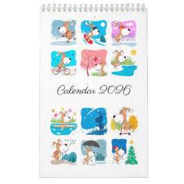 Cartoon Funny Cute Puppy Dog Lover 2026 Kalender