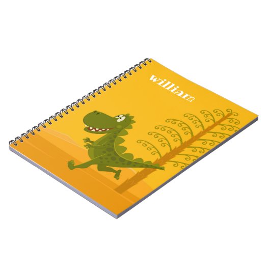 Cartoon Funny Dinosaur Jurassic Woodland Notitieboek (Linkerzijde)