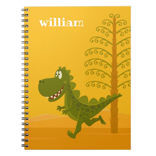 Cartoon Funny Dinosaur Jurassic Woodland Notitieboek (Voorkant)