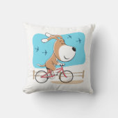 Cartoon Funny Dog Puppy Biking Bicycle Sport Kussen (Voorkant)