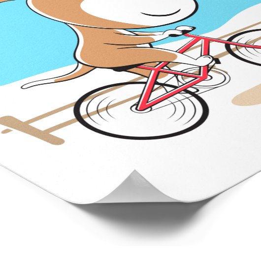 Cartoon Funny Dog Puppy Biking Bicycle Sport Poster (Hoek)