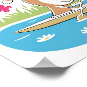 Cartoon Funny Dog Puppy Kayaking Kayak Water Sport Poster (Hoek)