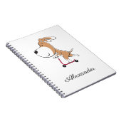 Cartoon Funny Dog Puppy Kick Scooter Back School Notitieboek (Rechterzijde)