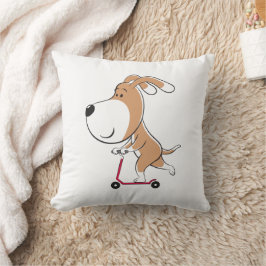 Cartoon Funny Dog Puppy Kick Scooter Kinderen Kussen