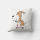 Cartoon Funny Dog Puppy Kick Scooter Kinderen Kussen (Achterkant)