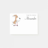 Cartoon Funny Dog Puppy Kick Scooter Kinderen Post-it® Notes (Voorkant)
