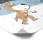 Cartoon Funny Dog Puppy Walking Rain Umbrella Poster (Hoek)