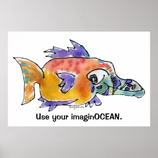 Cartoon Funny Fish 099 ImaginOCEAN Poster Large (Voorkant)