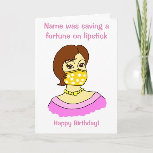 Cartoon Funny Gezichtsmasker Lipstick Brunette Ver Kaart (Voorkant)