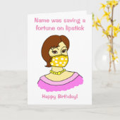 Cartoon Funny Gezichtsmasker Lipstick Brunette Ver Kaart (Gele Bloem)