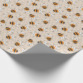 Cartoon Funny Honey Bee Honeycomb Pattern Cadeaupapier (Hoek)