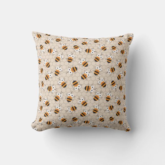 Cartoon Funny Honey Bee Honeycomb Pattern Kussen (Voorkant)