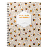 Cartoon Funny Honey Bee Honeycomb Pattern Notitieboek (Voorkant)