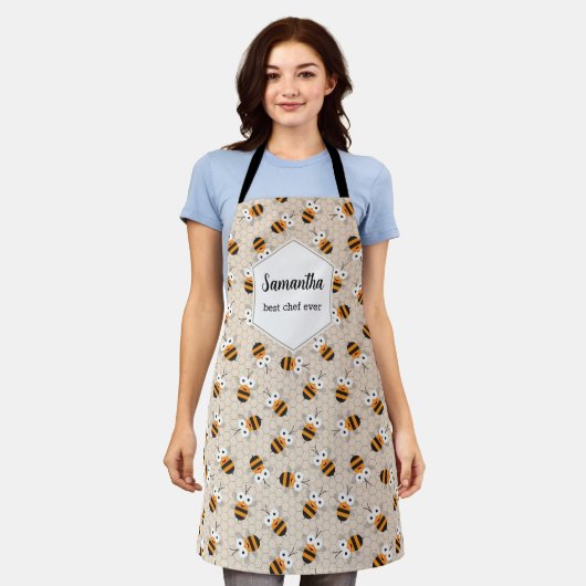 Cartoon Funny Honey Bee Honeycomb Pattern Schort (Gedragen)