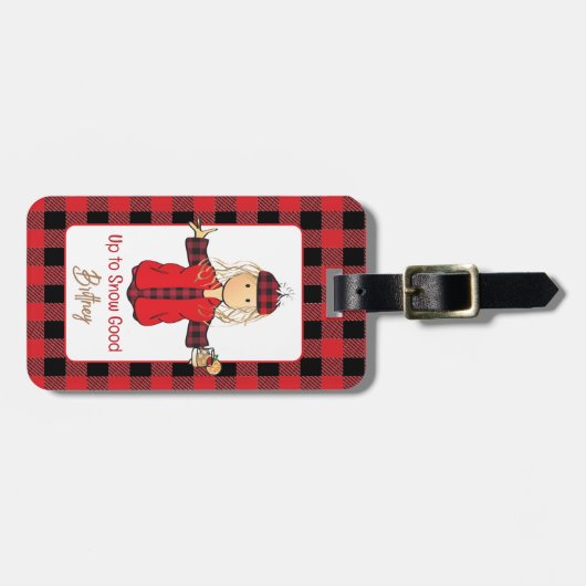 Cartoon Funny Lady Snow Gezegde Wintercruise Bagagelabel (Voorkant horizontaal)