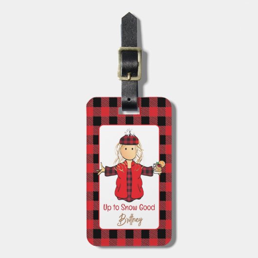 Cartoon Funny Lady Snow Gezegde Wintercruise Bagagelabel (Voorkant verticaal)