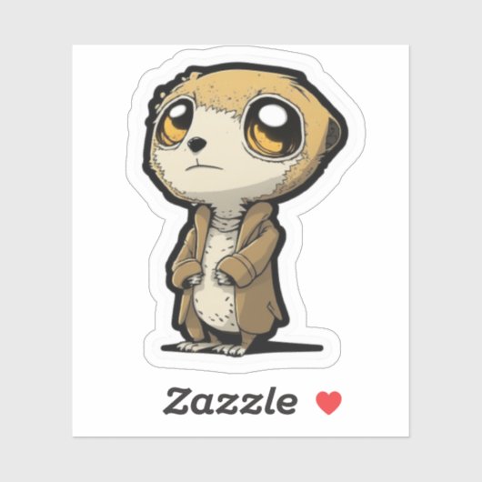 Cartoon Funny Meerkat in een Sticker van een jas (Vel)