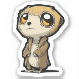 Cartoon Funny Meerkat in een Sticker van een jas