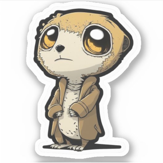 Cartoon Funny Meerkat in een Sticker van een jas (Voorkant)