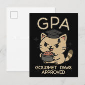 Cartoon Funny Scholar Cat Tuna Paws Aankondigingskaart (Voorkant / Achterkant)