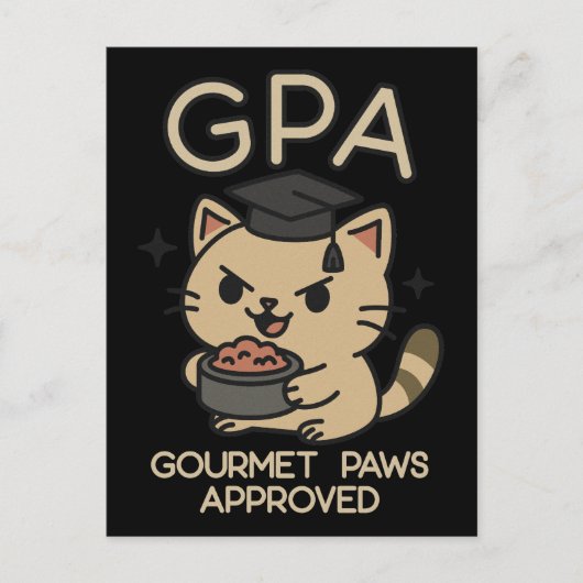Cartoon Funny Scholar Cat Tuna Paws Aankondigingskaart (Voorkant)